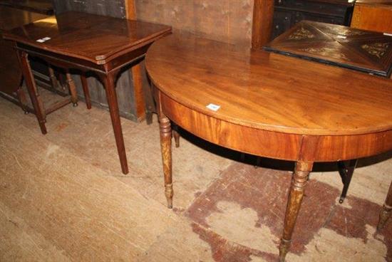 Mahogany tea table & mahogany demi lune side table(-)